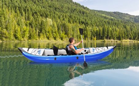 Inflatable Kayak Set with Paddle & Air Pump, Portable Recreational Touring Kayak Foldable Fishing Touring Kayaks, Tandem 2 Person Kayak