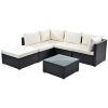 Outdoor Patio Garden PE Rattan Sectional Corner Sofa Chair 6 Piece