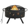 Fire Pit with Poker 29.9"XXL Steel