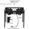 Outdoor Camp Stove High Pressure Propane Gas Cooker Portable Cast Iron Patio Cooking Burner (Double Burner 150000-BTU)