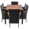 Outdoor Patio Garden PE Rattan Dining Table Set 7-Piece