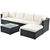 Outdoor Patio Garden PE Rattan Sectional Corner Sofa Chair 6 Piece