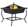 Fire Pit Black 17.7"x17.7"x17.7" cm Steel