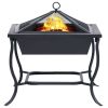 Fire Pit Black 17.7"x17.7"x17.7" cm Steel