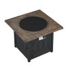 32 in. Square Metal Outdoor Fire Pit Table with Steel Lid, Table Top in Brown, only for pick up