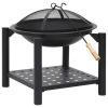 Fire Pit with Poker 21.3"x21.3"x21.7" Steel