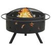 Fire Pit with Poker 29.9"XXL Steel