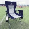 Outdoor Folding Camping Chair High Back Padded Lawn Chair for Camping Hiking, Navy Blue