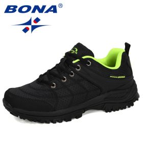 BONA 2022 New Designers Popular Hiking Shoes Man Nubuck Leather Mesh Outdoor Men Sneakers Climbing Shoes Men Sport Shoes Trendy (Color: Charcoal grey Fgreen, size: 8)