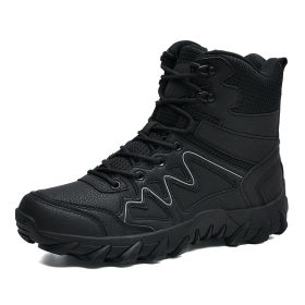 Outdoor Men Hiking Shoes Waterproof Breathable Tactical Combat Army Boots Desert Training Sneakers Anti-Slip Mens Military Boots (Color: Black, size: 41)