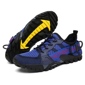 JIEMIAO Men Hiking Shoes Non-Slip Breathable Tactical Combat Army Boots Desert Training Sneakers Outdoor Trekking Shoes (Color: Blue, size: 46)