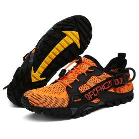 JIEMIAO Men Hiking Shoes Non-Slip Breathable Tactical Combat Army Boots Desert Training Sneakers Outdoor Trekking Shoes (Color: Orange, size: 45)