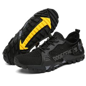 JIEMIAO Men Hiking Shoes Non-Slip Breathable Tactical Combat Army Boots Desert Training Sneakers Outdoor Trekking Shoes (Color: Black, size: 45)