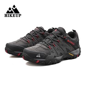 Men's Hiking Shoes Suede Leather Outdoor Shoes Wear-resistant Men Trekking Walking Hunting Tactical Sneakers (Shoe Size: 45, Color: Grey)