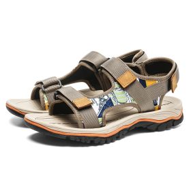 Men Fashion Sandals 2022 Summer Man Beach Sandals Moutain Hiking Sandals Plus Size 47 Outdoor Casual Shoes Non-slip Aqua Shoes (Color: Khaki, size: 44)