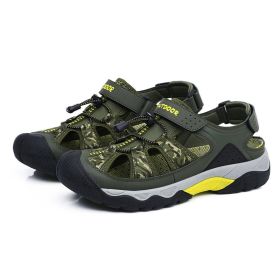 Men Sandals Summer Beach Sandals Outdoor Breathable Hiking Shoes High Quality Summer Shoes Plus Size 48 Man Non-slip Sandals (Color: Green, size: 43)