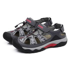 Men Sandals Summer Beach Sandals Outdoor Breathable Hiking Shoes High Quality Summer Shoes Plus Size 48 Man Non-slip Sandals (Color: Grey, size: 40)