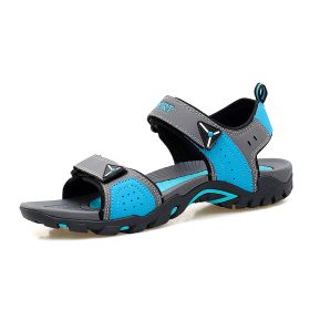 Women Beach Sandals 2022 Summer Man Hiking Sandals Outdoor Non-slip Casual Sandals Unisex Comfortable Summer Sneaker Shoes (Color: Grey blue, size: 42)