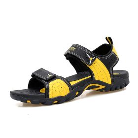 Women Beach Sandals 2022 Summer Man Hiking Sandals Outdoor Non-slip Casual Sandals Unisex Comfortable Summer Sneaker Shoes (Color: Black Yellow, size: 35)