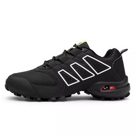 Men's comfortable sneakers wear shoes walking shoes mesh material men's hiking shoes non-slip outdoor sports shoes (Color: Black, size: 7)