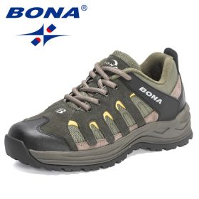 BONA 2022 New Designers Hiking Shoes Outdoor Sneakers Men Travel Shoes Non-slip Breathable Sports Shoes Man Work Shoe Mansculino (Color: Army grey S gray, size: 8)