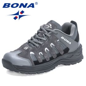 BONA 2022 New Designers Hiking Shoes Outdoor Sneakers Men Travel Shoes Non-slip Breathable Sports Shoes Man Work Shoe Mansculino (Color: Dark grey S gray, size: 9)