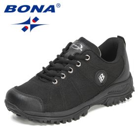 BONA 2022 New Designers Hiking Shoes Men Trekking Sneakers Walking Mountain Outdoor Shoes Man Trail Running Tourism Footwear (Color: Black silver gray, size: 9.5)