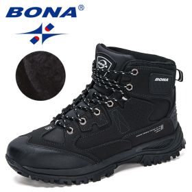 BONA 2022 New Designers Nubuck Hiking Shoes Men Non-Slip Outdoor Wear-Resistant Trekking Footwear Man High Top Plush Snow Boots (Color: Charcoal grey S gray, size: 10)