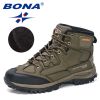 BONA 2022 New Designers Nubuck Hiking Shoes Men Non-Slip Outdoor Wear-Resistant Trekking Footwear Man High Top Plush Snow Boots