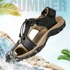 Men Summer Sandal Cow Leather Hiking Sandal Man Beach Sandal Outdoor Casual Shoe High Quality Leather Aqua Shoes Plus Size 46