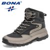 BONA 2022 New Designers High-Top Hiking Boots Men Action Leather Outdoor Wear-Resistant Non-Slip Snow Shoes Man Ankle Boots Soft